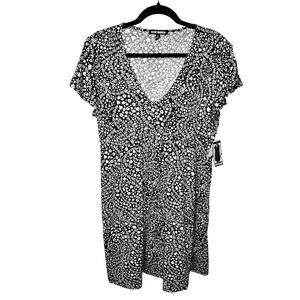 9.Steve Madden Black & White Floral Casual Sun Dress Short Mini Dress Size Small